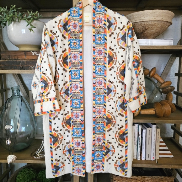 Anthropologie Maeve Dala Embroidered Jacket Size M Bohemian Maximalist Statement - Picture 14 of 15